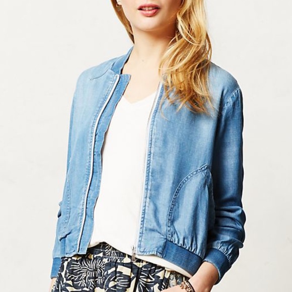 chambray bomber jacket womens